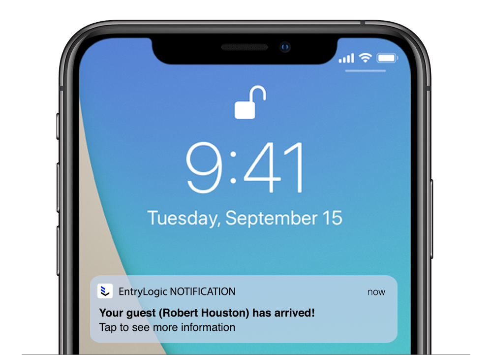 iPhone displaying EntryLogic emergency notification